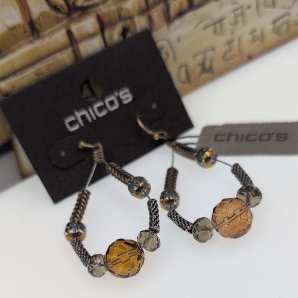 Chico's Gold and Silver Beaded Earrings - Picture 3 of 7
